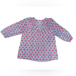 Crown & Ivy Turquoise Print Blouse